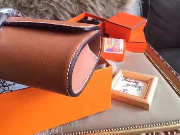 Hermes original calfskin handmade egee clutch E001 brown