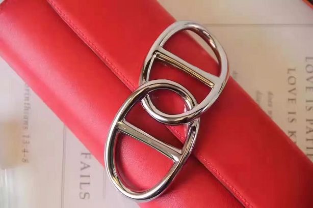 Hermes original calfskin handmade egee clutch E001 red