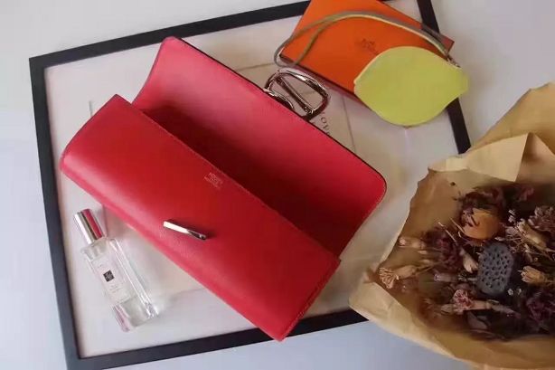 Hermes original calfskin handmade egee clutch E001 red