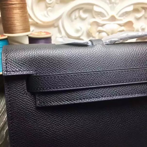 hermes original epsom leather kelly cut 31 clutch H031 black