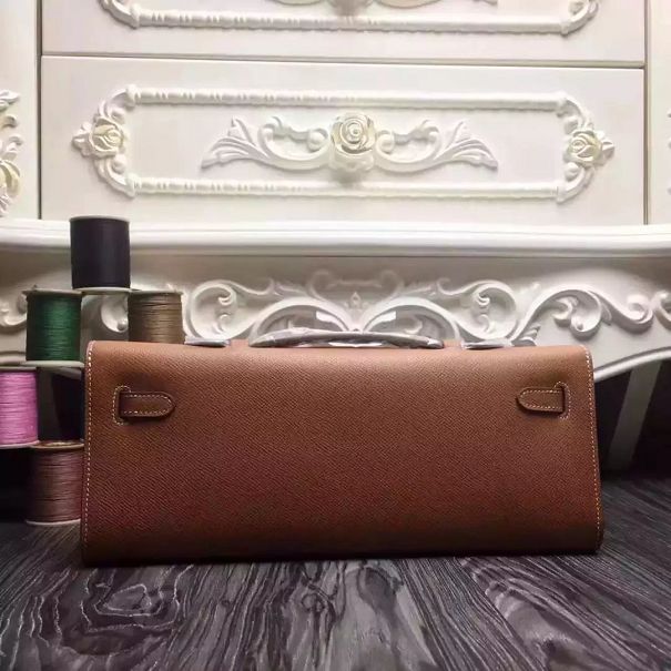 hermes original epsom leather kelly cut 31 clutch H031 coffee