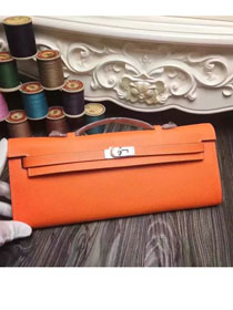 hermes original epsom leather kelly cut 31 clutch H031 orange