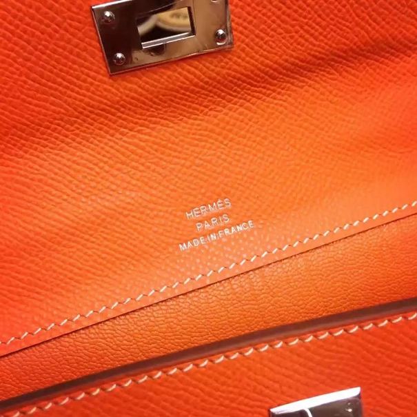 hermes original epsom leather kelly cut 31 clutch H031 orange