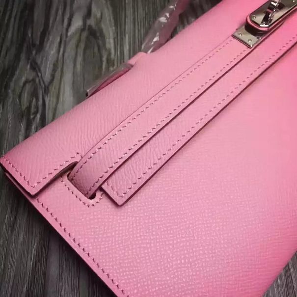 hermes original epsom leather kelly cut 31 clutch H031 pink