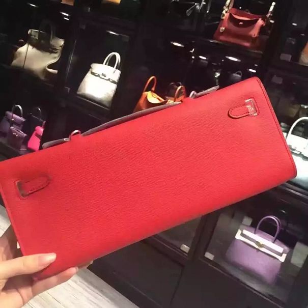 hermes original epsom leather kelly cut 31 clutch H031 red