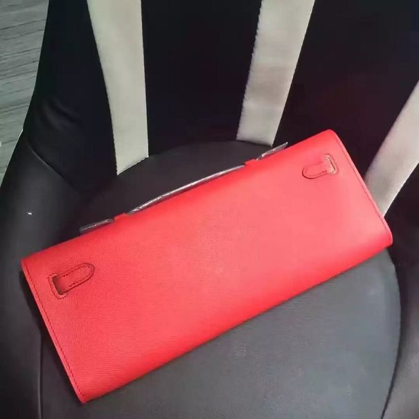 hermes original epsom leather kelly cut 31 clutch H031 red