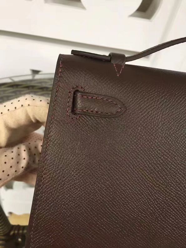 2017 hermes original epsom leather mini kelly 22 clutch K012 brown