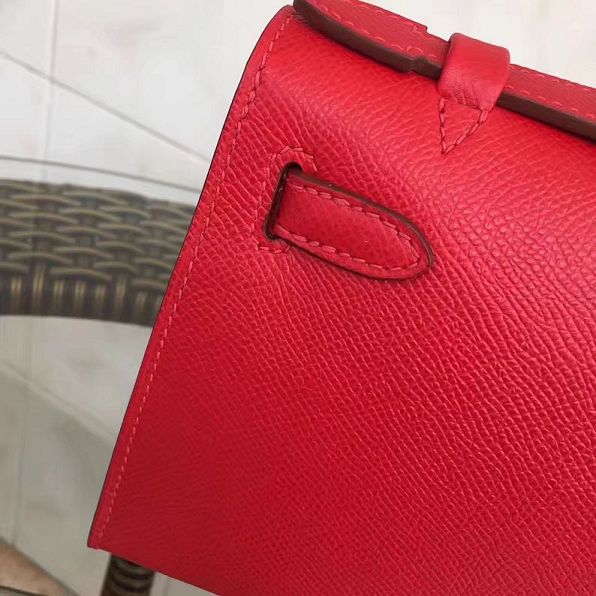 2017 hermes original epsom leather mini kelly 22 clutch K012 red