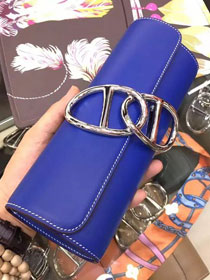 Hermes original calfskin handmade egee clutch E001 blue