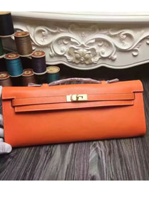 hermes original swfit leather kelly cut 31 clutch H032 orange