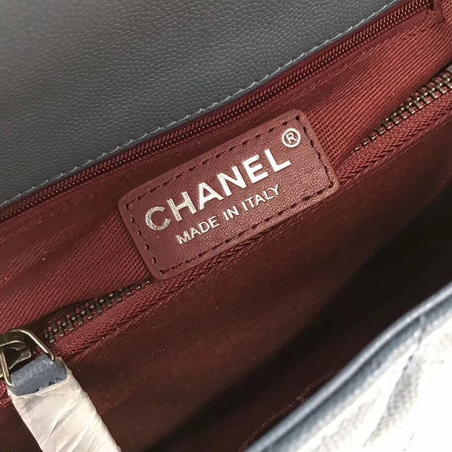 2017 CC original grained leather flap bag with top handle medium A92990 light blue 