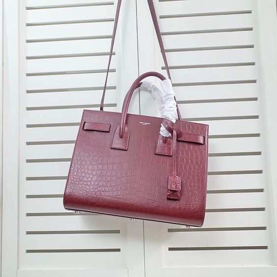 2017 ysl sac de jour bag in crocodile 378299 burgundy