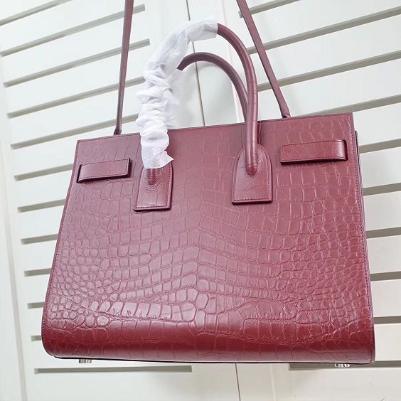 2017 ysl sac de jour bag in crocodile 378299 burgundy