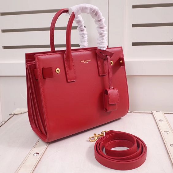 YSL original calfskin small sac de jour bag 340778 red