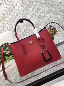 2017 prada medium saffiano lux tote original leather bag bn2755 red&black