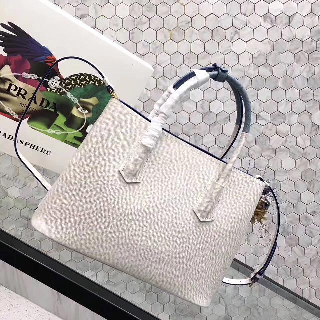 2017 prada medium saffiano lux tote original leather bag bn2755 white&blue