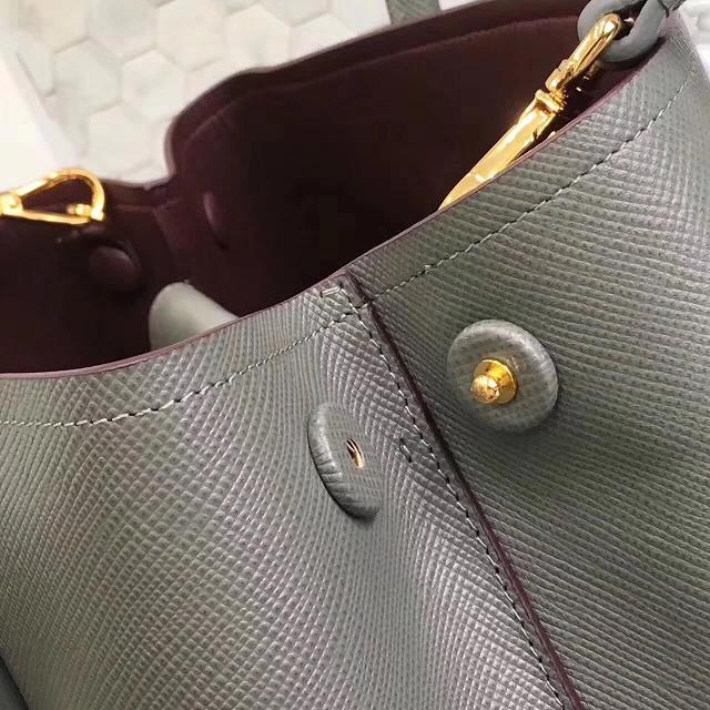 Prada saffiano lux tote original leather bag bn2756 gray&burgundy