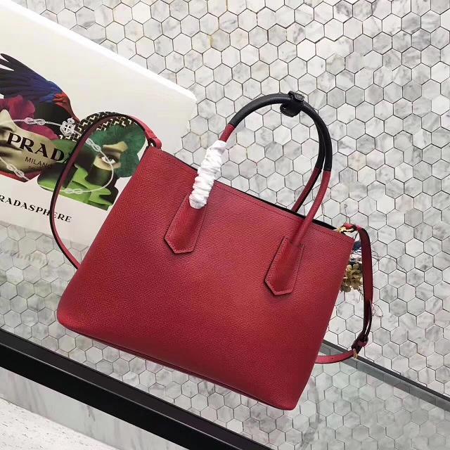 Prada saffiano lux tote original leather bag bn2756 red&black