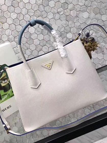 Prada saffiano lux tote original leather bag bn2756 white&blue