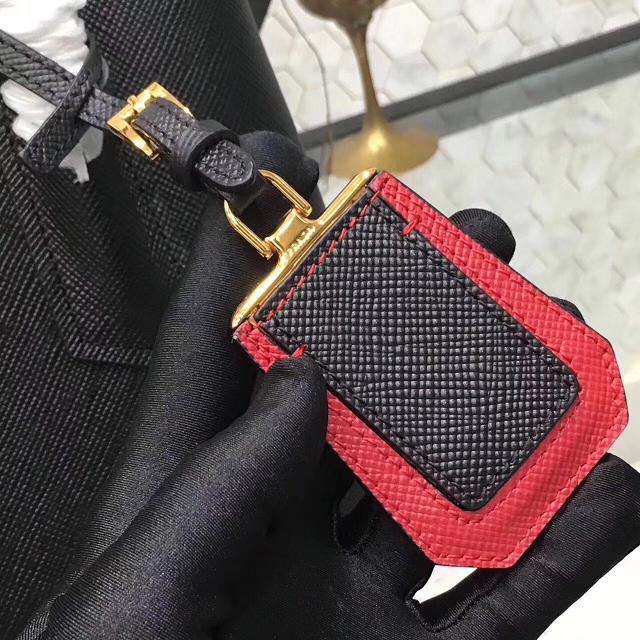 Prada small saffiano lux tote original leather bag bn2754 black&red