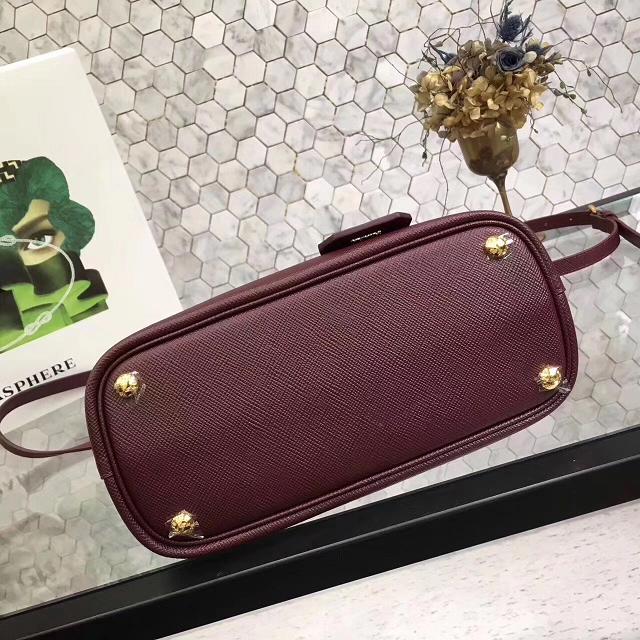 Prada small saffiano lux tote original leather bag bn2754 burgundy&gray