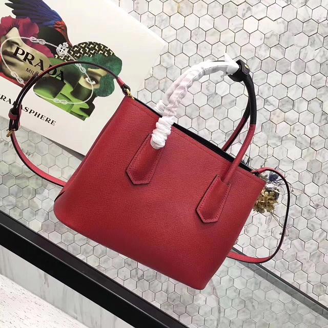 Prada small saffiano lux tote original leather bag bn2754 red&black