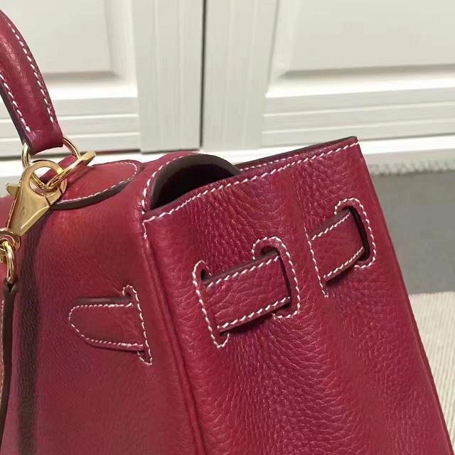 Hermes imported togo leather kelly 32 bag K0032 burgundy