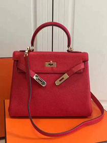 Hermes imported togo leather kelly 32 bag K0032 red