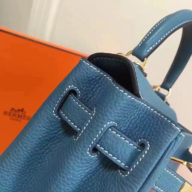 Hermes imported togo leather kelly 32 bag K0032 sky blue