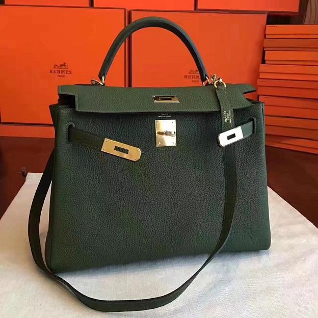 Hermes original togo leather kelly 28 bag K28 Olive