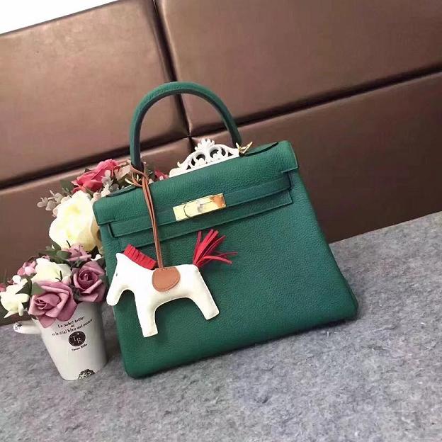 Hermes original togo leather kelly 28 bag K28 blackish green