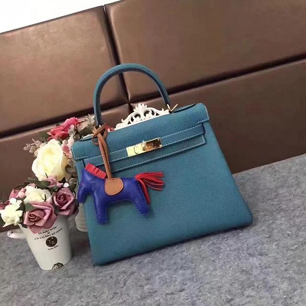 Hermes original togo leather kelly 28 bag K28 blue