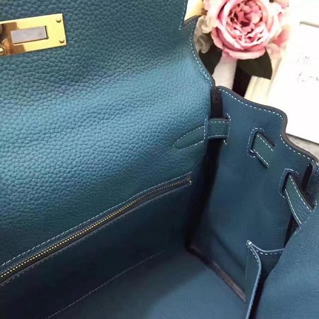 Hermes original togo leather kelly 28 bag K28 blue