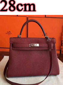 Hermes original togo leather kelly 28 bag K28 burgundy