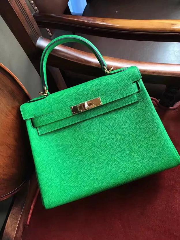 Hermes original togo leather kelly 28 bag K28 green