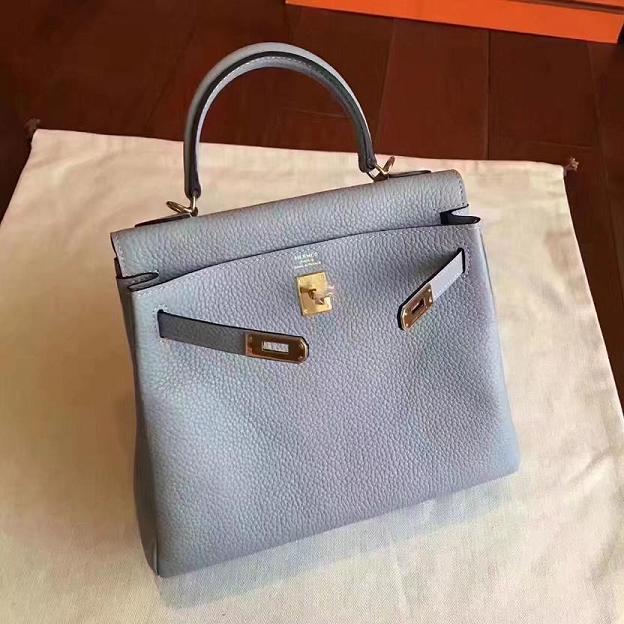 Hermes original togo leather kelly 28 bag K28 light blue