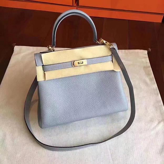 Hermes original togo leather kelly 28 bag K28 light blue