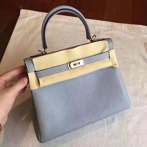 Hermes original togo leather kelly 28 bag K28 light blue