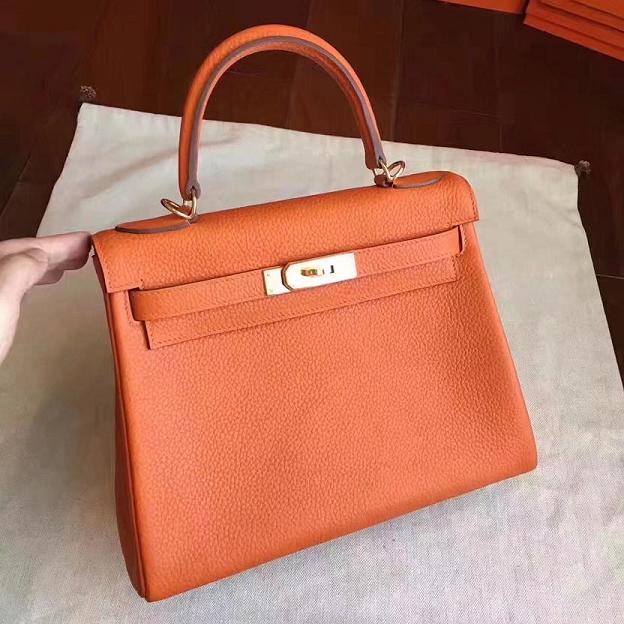 Hermes original togo leather kelly 28 bag K28 orange