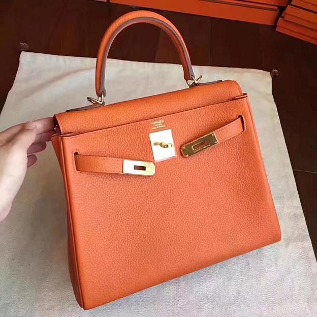 Hermes original togo leather kelly 28 bag K28 orange