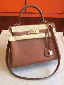 Hermes original togo leather kelly 25 bag K25 coffee