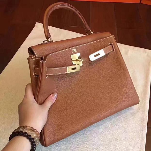 Hermes original togo leather kelly 32 bag coffee