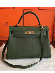 Hermes original togo leather kelly 25 bag K25 vert veronese