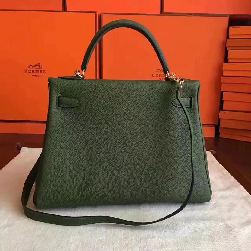 Hermes original togo leather kelly 25 bag K25 vert veronese