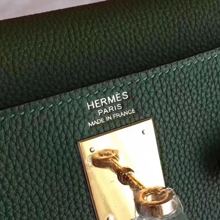 Hermes original togo leather kelly 25 bag K25 vert veronese