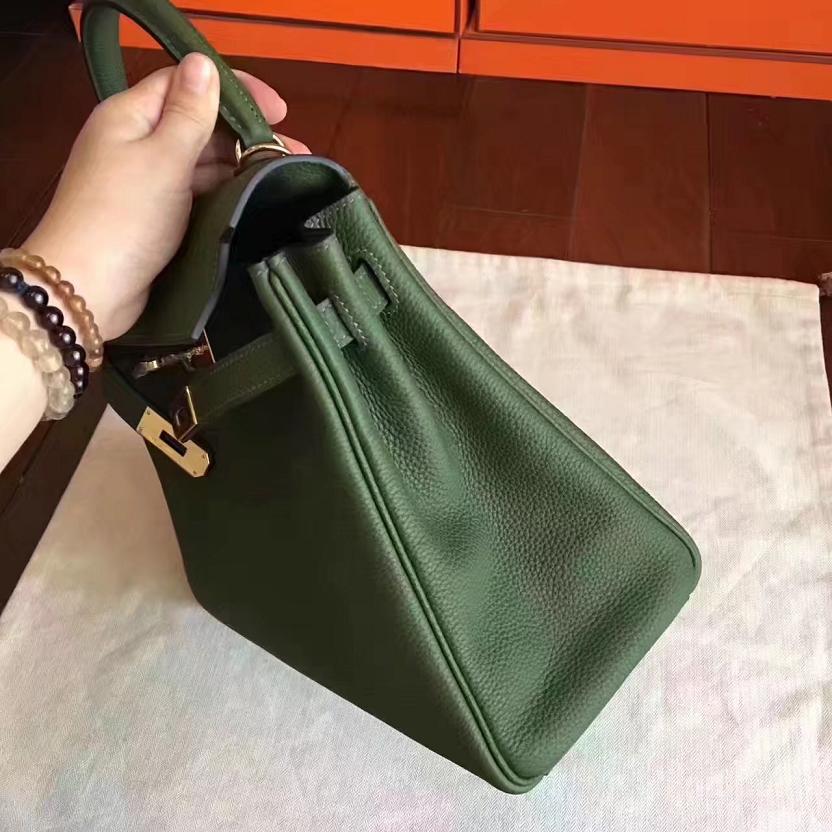 Hermes original togo leather kelly 32 bag K32 Olive