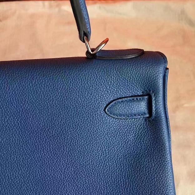 Hermes original togo leather kelly 32 bag K32 deep blue