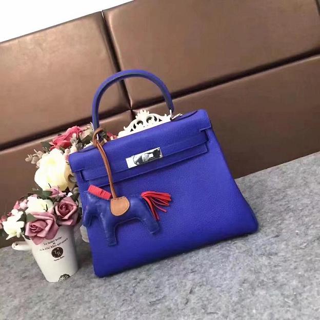 Hermes original togo leather kelly 25 bag K25 electric blue