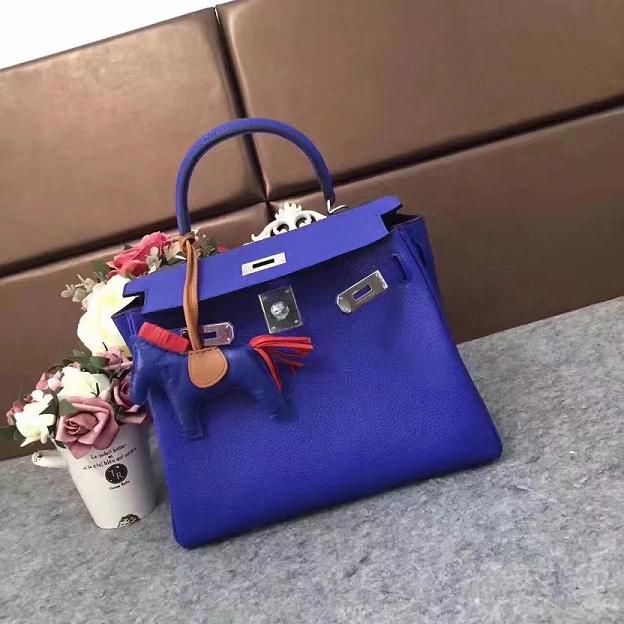 Hermes original togo leather kelly 32 bag K32 electric blue