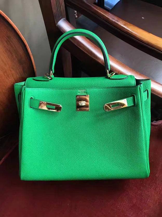 Hermes original togo leather kelly 25 bag K25 green	